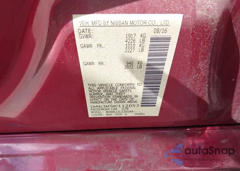 2017 Nissan Altima 2.5/2.5 S/2.5 Sl/2.5 Sr/2.5 Sv from USA, damaged, VIN 1N4AL3AP5HC112057